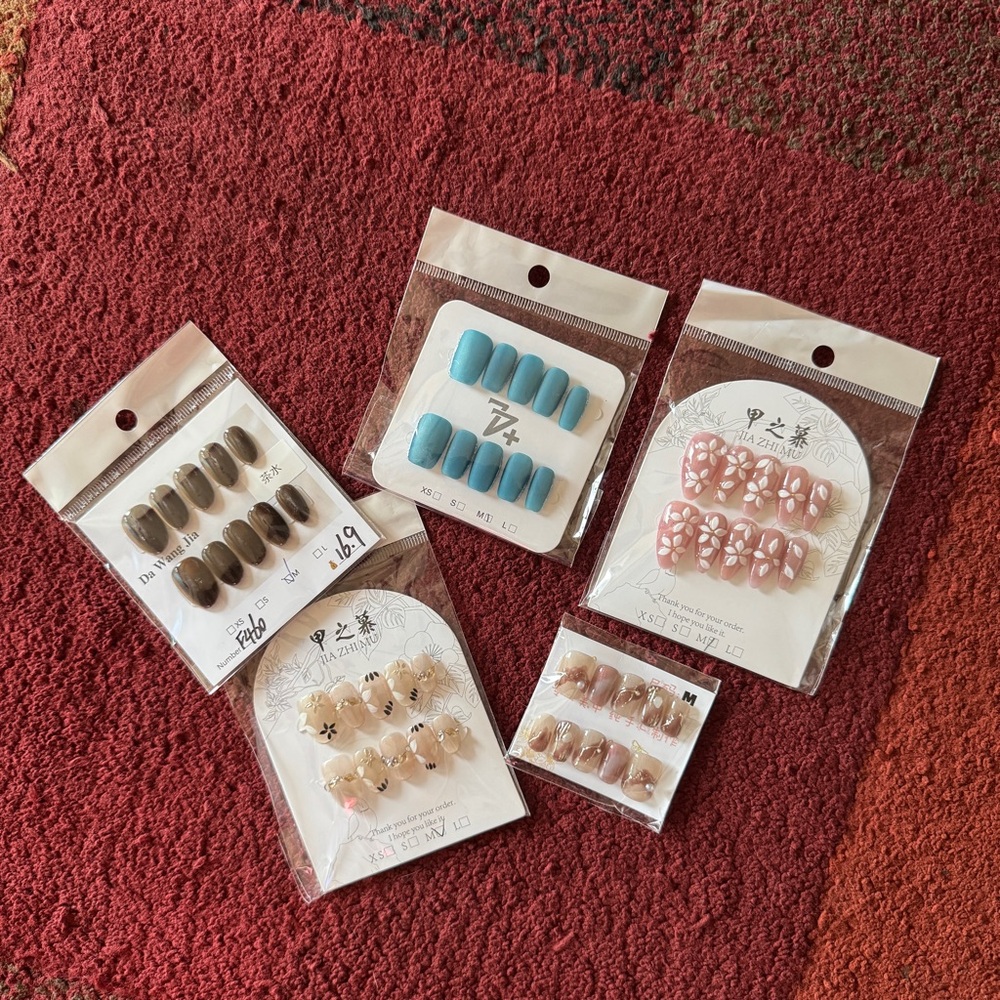 Bundle of 5 Press-On Nail Sets | Various Colors & Designs | Like New